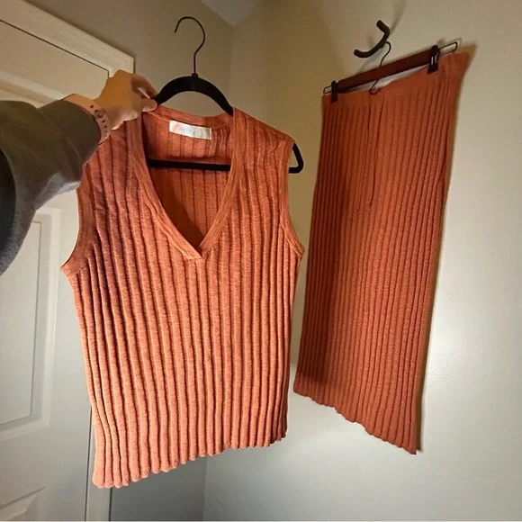 FP Beach Sweater Ribbed Two Piece Set with Midi Skirt and Vest - Picture 2 of 4